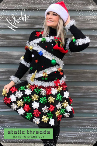 Christmas Bow Skirt AND Christmas Tree Sweater -