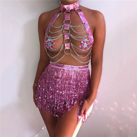 Pink Shiny Holographic: Skirt and/ or Harness
