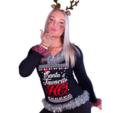 Santa's Favorite Ho - 3D Naughty Womens Ugly Christmas Sweater