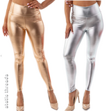 Metallic Faux Leather Leggings - Choose Color Rose Gold or Silver High Waist leggings