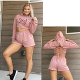 Pink or Black High Waisted Sweats with Crop tip: Sexy Biz Babe Sweats Crop Top & Shorts