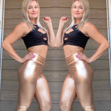 Metallic Faux Leather Leggings - Silver or Rose Gold -