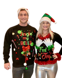 Couples Ugly Christmas Sweaters | Feel The Joy Sweater and Jingle My Bells