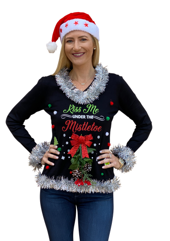 Kiss Me Under the Mistletoe Ugly Christmas Sweater -