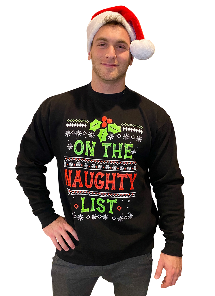 Mens Ugly Christmas Sweater: On the Naughty List Christmas Sweater PRE ...