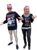 Matching Couples Ugly Christmas Sweaters 3D womens - Where my Ho's at? and Santa's Fav Ho - IN STOCK - ready to ship