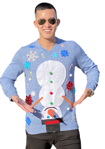 Ugly Christmas Sweater,  Ugly Christmas Sweater Mens, Custom Christmas sweater ,Naughty Upside Down Snowman Sweater FREE SHIPPING
