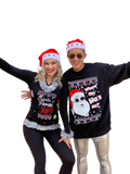 Matching Couples Ugly Christmas Sweaters 3D womens - Where my Ho's at? and Santa's Fav Ho - IN STOCK - ready to ship