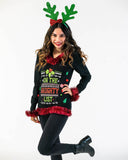 On the Naughty List 3D Ugly Christmas Sweater Womens  -  IN STOCK READY to SHIP