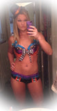Mad Hatter Rave Outfit Costume- Rave Bra and Bottoms with Mini Mad Hatter Hat - FRee SHipping