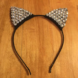 Rave Kitty Ears, Festival Ears, Festival Rhinestone headband, Rave Rhinestone Headband, Festival Kitty ears, Glam Sparkly Kitty Ears