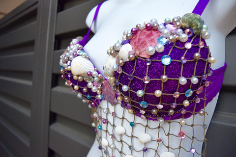 Mermaid Rave Bra - Purple Mermaid Bra, Mermaid Top, Sexy Mermaid Costume, Rave Top, Mermaid top, Mermaid rave top