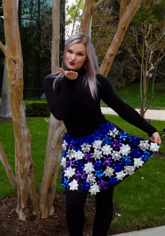 Ugly Christmas Sweater - Christmas Bow Skirt - Ugly Christmas Sweater Party - Bow Skirt Blue, Purple, silver