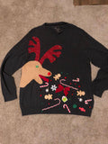 Ugly Christmas Sweater Mens, Ugly Christmas Sweater, Made to Order Reindeer Throw Up 3D Sweater