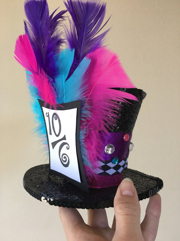 Mad Hatter Costume Hat - Mini Top Hat - Mad Hatter Costume, Mad Hatter Hat, GEt BEfore hAlloween