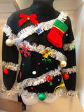 Ugly Christmas Sweater,  Womens Ugly Christmas Sweater, Ugly Christmas Tree Sweater,  FREE SHIPPING