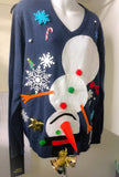 Ugly Christmas Sweater,  Ugly Christmas Sweater Mens, Custom Christmas sweater ,Naughty Upside Down Snowman Sweater FREE SHIPPING