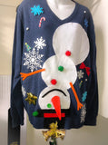 Ugly Christmas Sweater,  Ugly Christmas Sweater Mens, Custom Christmas sweater ,Naughty Upside Down Snowman Sweater FREE SHIPPING