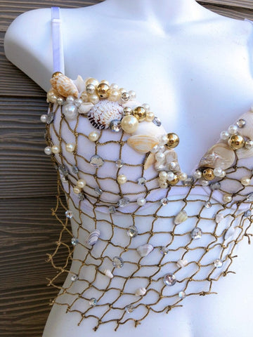 White custom Mermaid Bra -