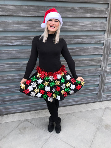 Christmas Bow Skirt, Ugly Christmas Sweater Party, Women’s Ugly Christmas Sweater, Free Shipping
