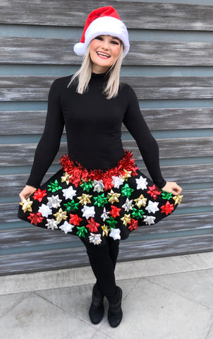 Ugly Christmas Sweater, Christmas Bow Skirt, Ugly Christmas Sweater Party, Bow Skirt, FREE SHIPPING