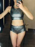 Holographic Rave Outfit - 2 piece strappy outfit