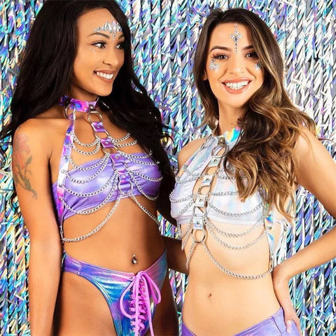 Holographic Harness, Silver Holographic harness, festival outfit