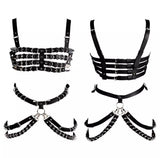 Faux Leather Body Harness Set, Sexy Harness with skirt, Gothic Harness Set, Choose color