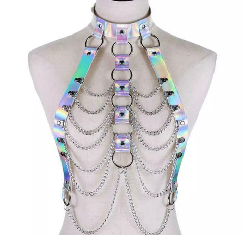 Holographic Harness, Silver Holographic harness, festival outfit