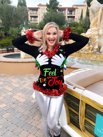 LED-Feel the Joy women's Ugly Christmas Sweater