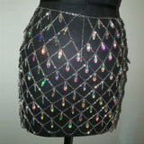 Festival Rhinestone Skirt - metal sequin skirt