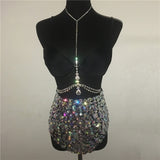 Rhinestone High Waist Bottoms and Pink top with body jewelry