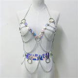 Holographic Choker Harness Set -