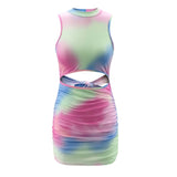 Tie Dye Backless Summer Dress -