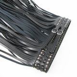 Black Leather Fringe Belt Long Tassels