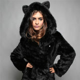 Women's Faux Fur Coat - Wolf Faux Fur Coat