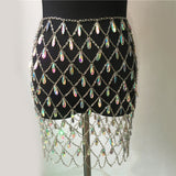 Festival Rhinestone Skirt - metal sequin skirt