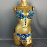 Samba Carnival Bra Belt Rainbow Stone ROYAL BLUE - Belly dancing outfit